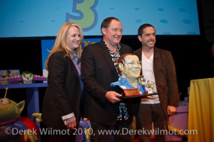 February 14, 2010 - New York, NY - Toy Story 3 event at Toy Fair 2010 John Lasseter holds a lego replica of himself